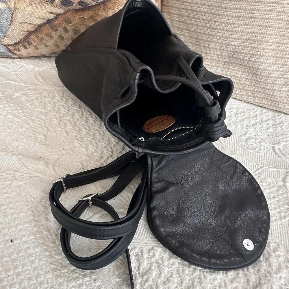 K. Bellum Handmade Full Grain Leather  Mini Backpack 10x12" Black Super Soft USA - Picture 9 of 9